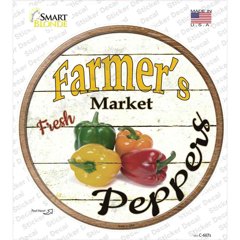 C-607s-M Farmers Market Peppers Novelty Circle Sticker Decal - Medium