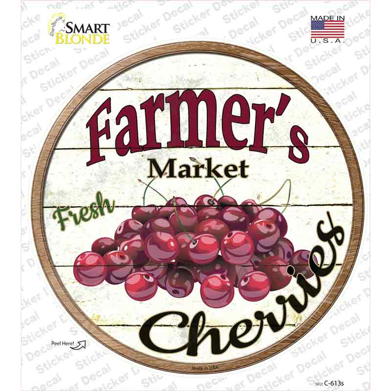 C-613s-M Farmers Market Cherries Novelty Circle Sticker Decal - Medium