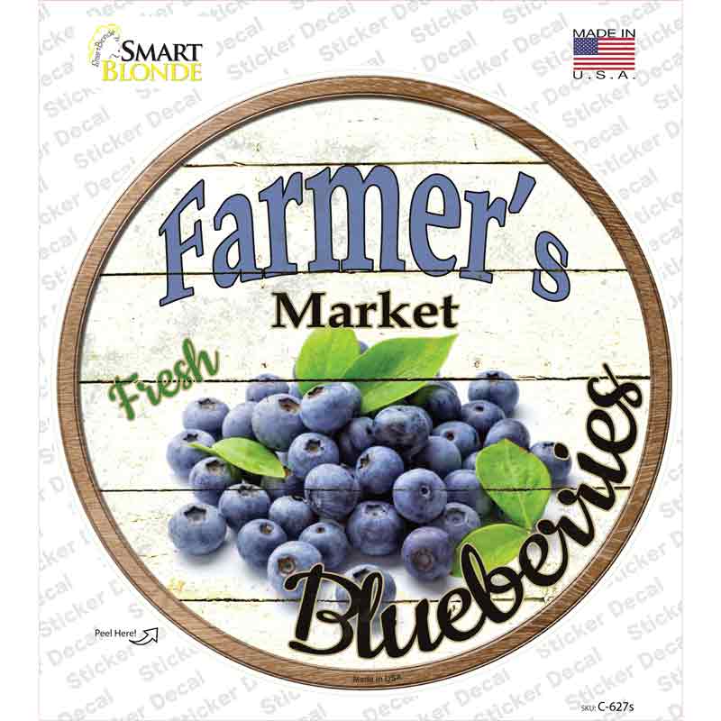 C-627s-M Farmers Market Blueberries Novelty Circle Sticker Decal - Medium