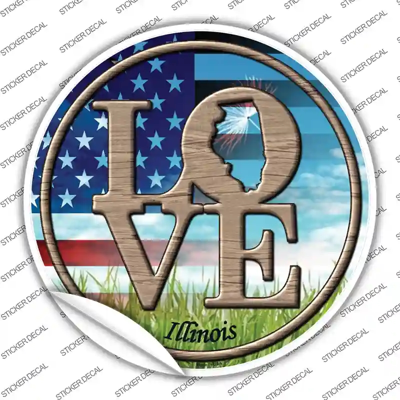 C-678s-XL Love Illinois Novelty Circle Sticker Decal - Extra Large