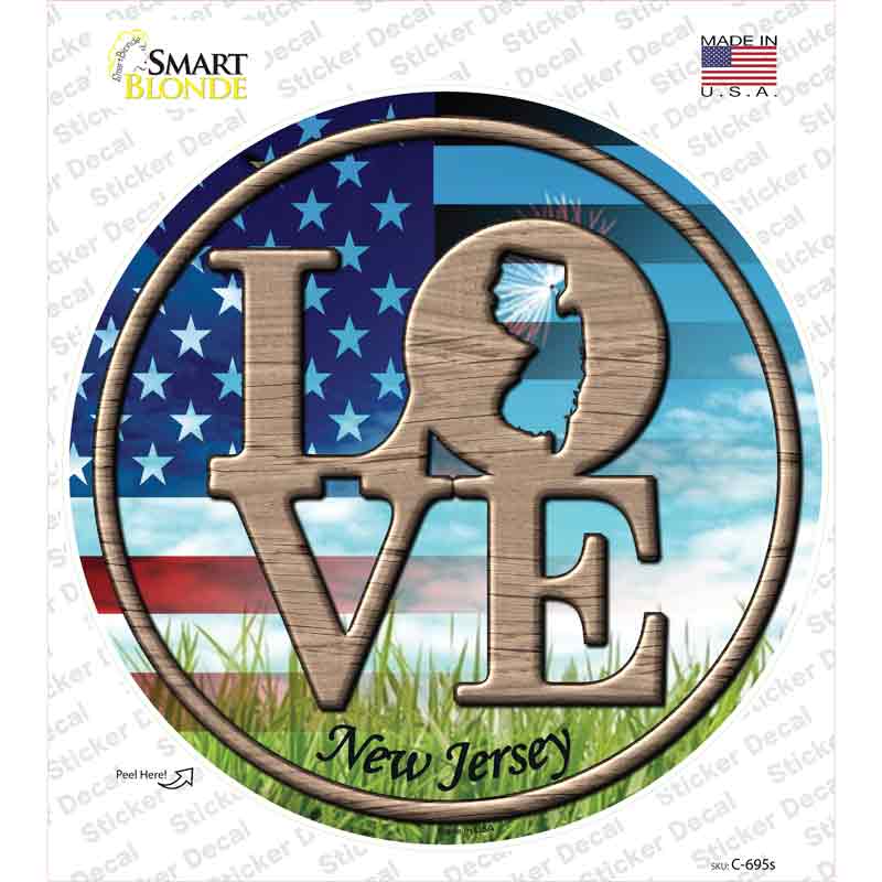 C-695s-M Love   Jersey Novelty Circle Sticker Decal - Medium