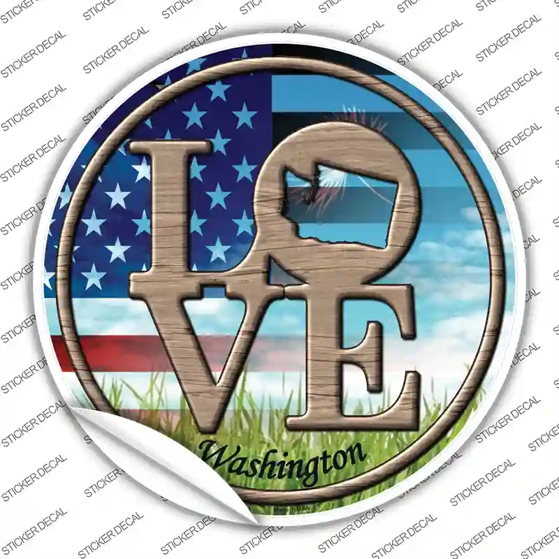 C-712s-L Love Washington Novelty Circle Sticker Decal - Large
