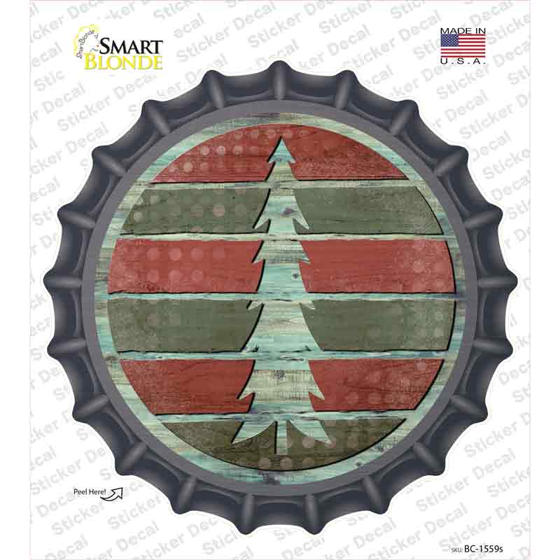 BC-1559s-M Tree Red & Green Novelty Bottle Cap Sticker Decal - Medium