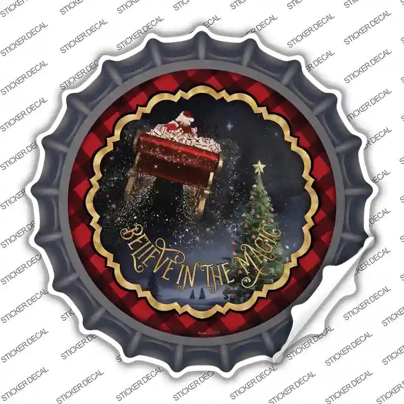 BC-1573s-L Believe in Magic Santa Novelty Bottle Cap Sticker Decal - Large