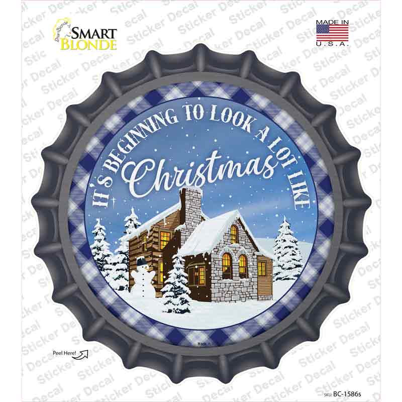BC-1586s-M Look A Lot like Christmas Novelty Bottle Cap Sticker Decal - Medium