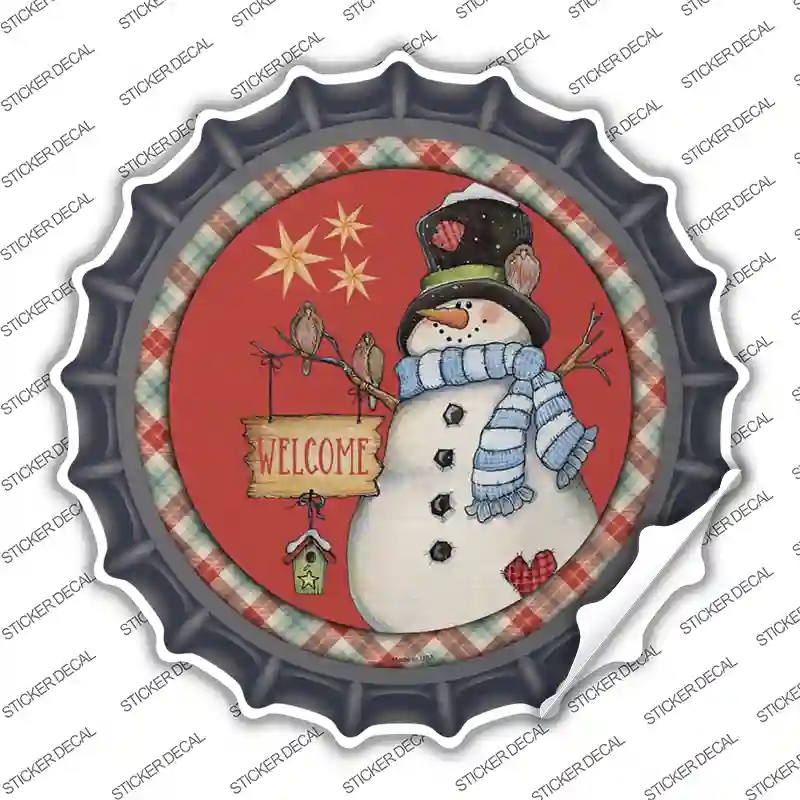 BC-1603s-XL Welcome Snowman Novelty Bottle Cap Sticker Decal - Extra Large