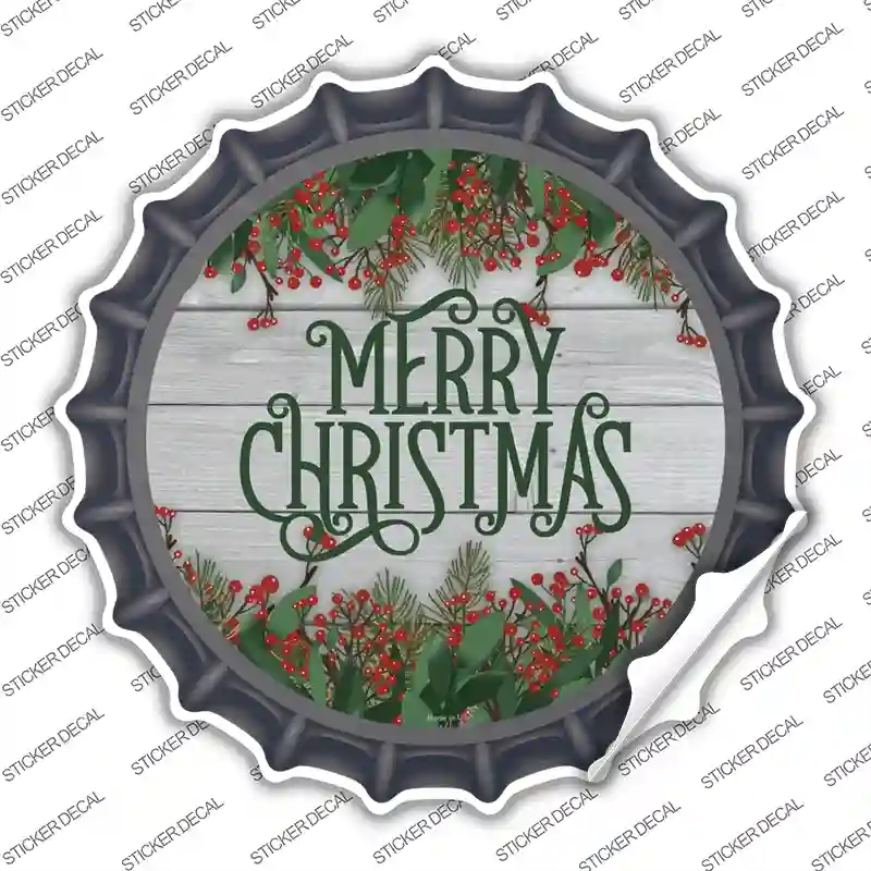 BC-1605s-XL Merry Christmas Green Novelty Bottle Cap Sticker Decal - Extra Large