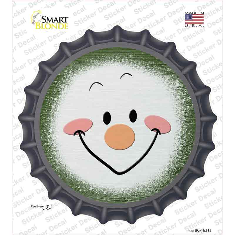 BC-1631s-M Dark Green Snowman Face Novelty Bottle Cap Sticker Decal - Medium