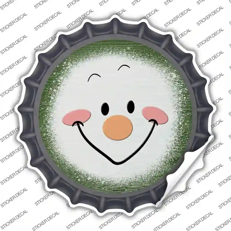 BC-1631s-S Dark Green Snowman Face Novelty Bottle Cap Sticker Decal - Small