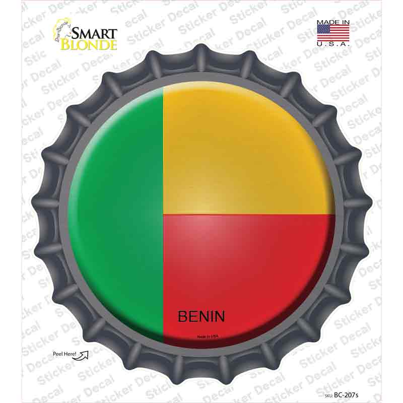 BC-207s-M Benin Country Novelty Bottle Cap Sticker Decal - Medium
