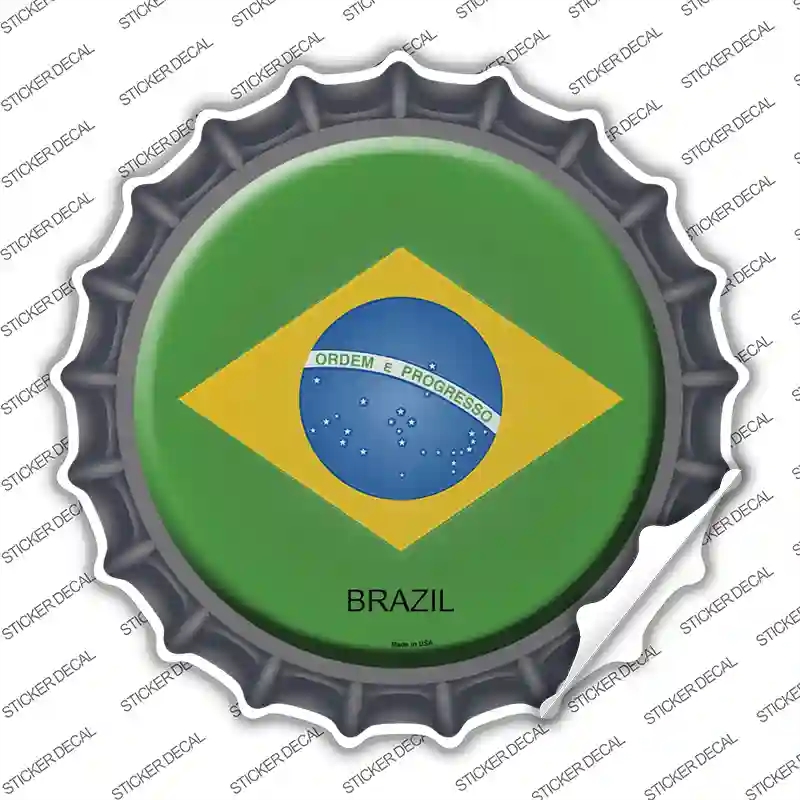 BC-214s-S Brazil Country Novelty Bottle Cap Sticker Decal - Small