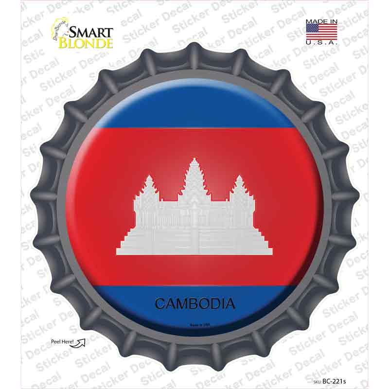 BC-221s-M Cambodia Country Novelty Bottle Cap Sticker Decal - Medium