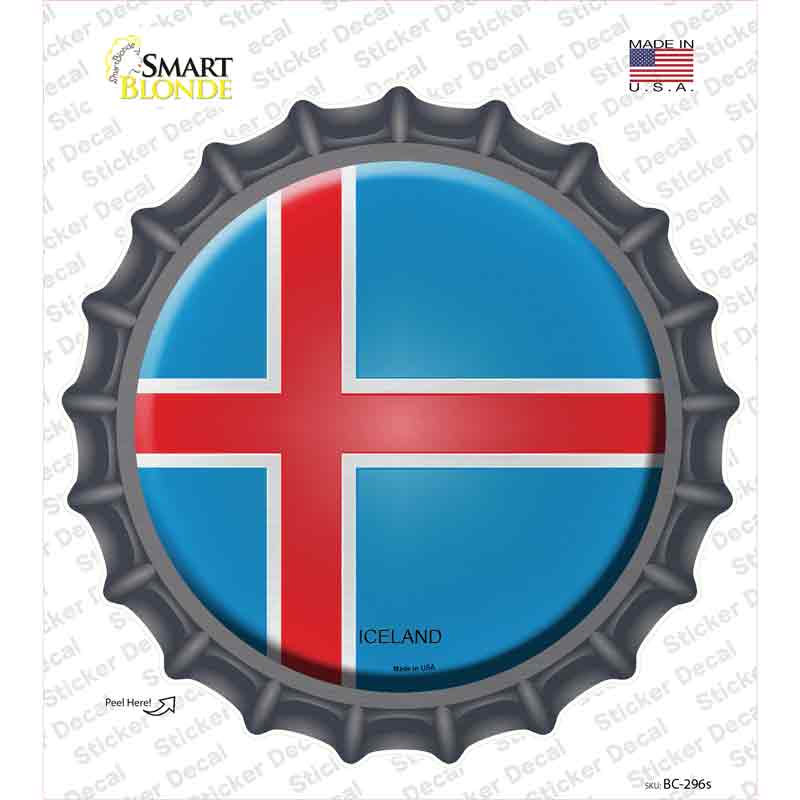 BC-296s-M Iceland Country Novelty Bottle Cap Sticker Decal - Medium