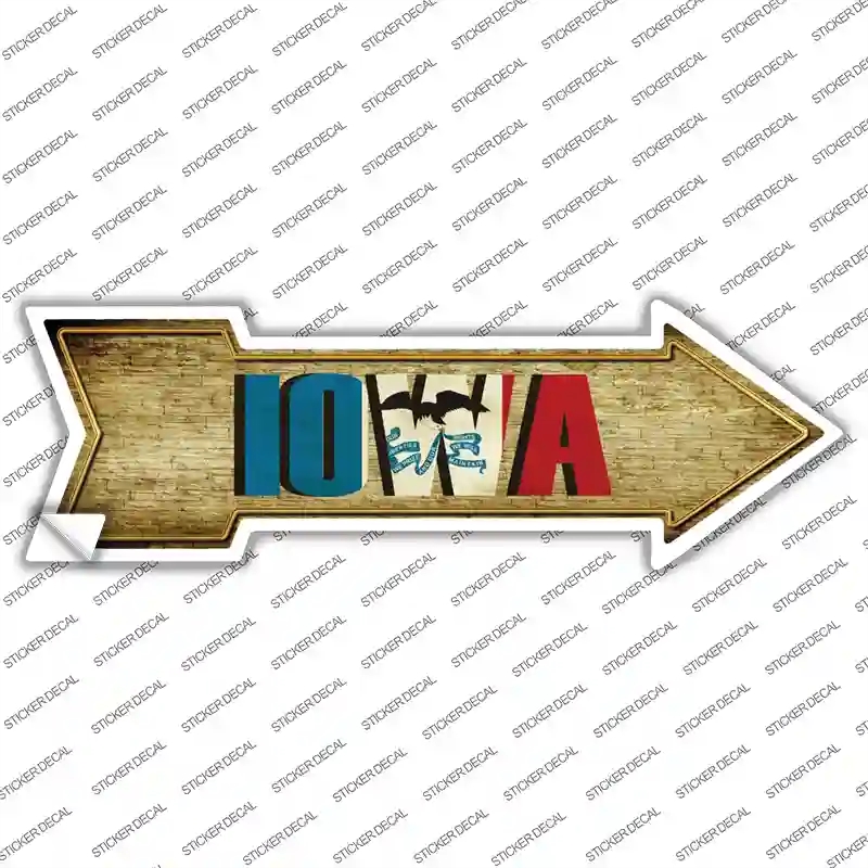A-208s-XL Iowa Novelty Arrow Sticker Decal - Extra Large