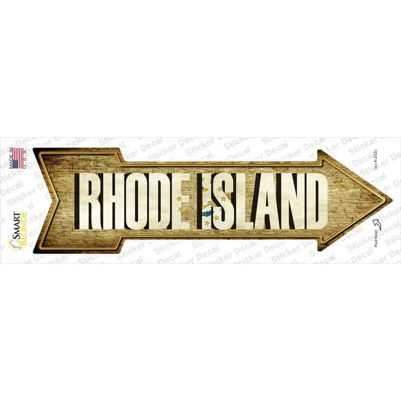 A-232s-M Rhode Island Novelty Arrow Sticker Decal - Medium