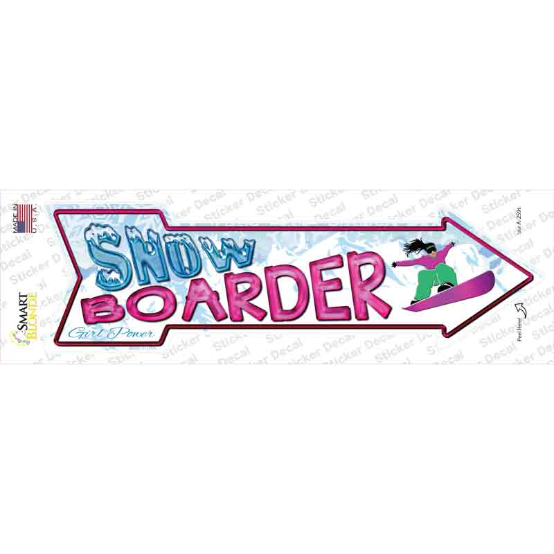 A-259s-M Snowboarder Girl Novelty Arrow Sticker Decal - Medium