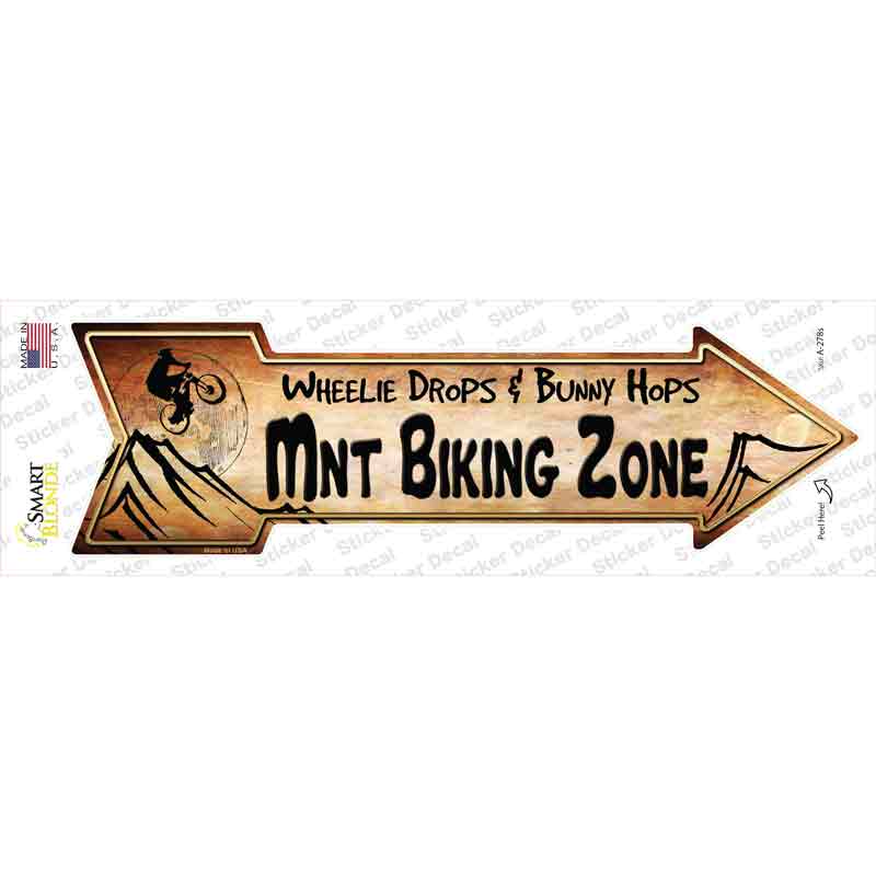 A-278s-M Mountain Biking Zone Novelty Arrow Sticker Decal - Medium
