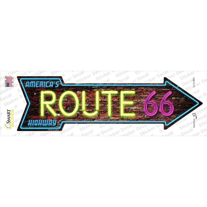 A-285s-M Route 66 Neon Novelty Arrow Sticker Decal - Medium