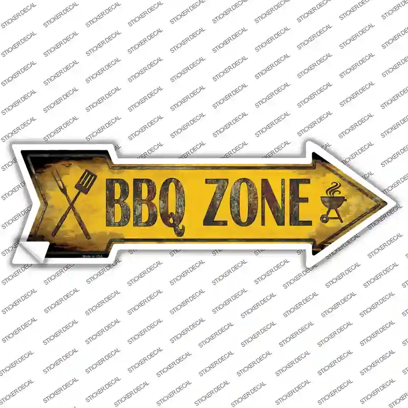 A-403s-L BBQ Zone Novelty Arrow Sticker Decal - Large