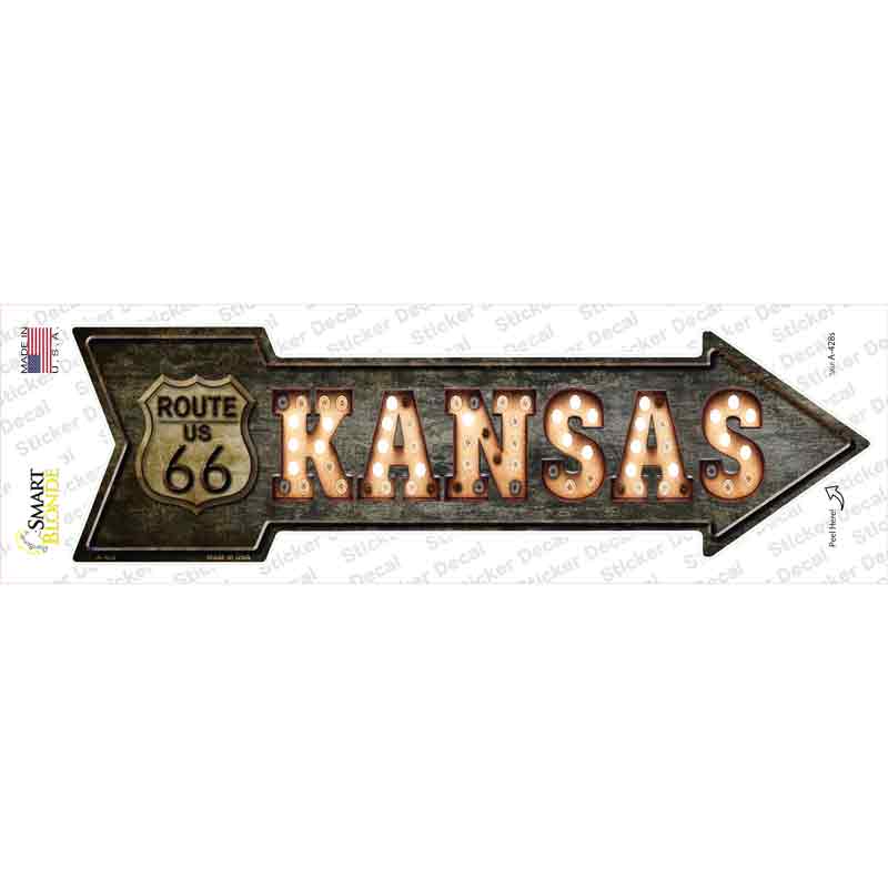 A-428s-M Kansas Route 66 Bulb Letters Novelty Arrow Sticker Decal - Medium