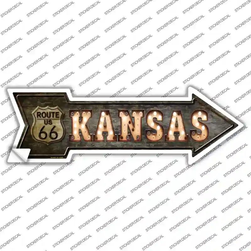 A-428s-S Kansas Route 66 Bulb Letters Novelty Arrow Sticker Decal - Small