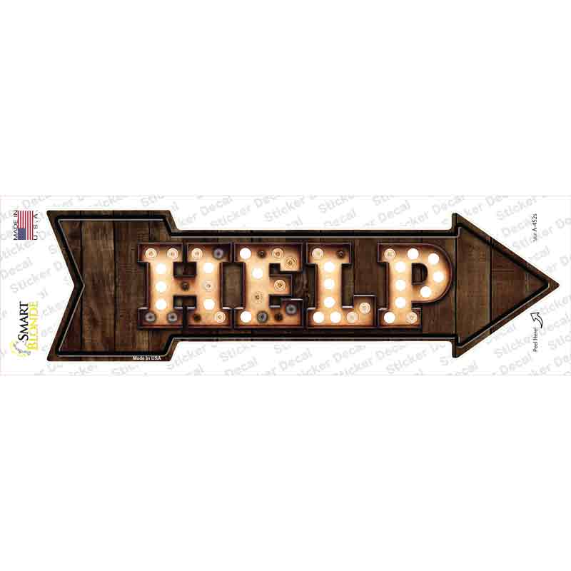 A-452s-M Help Bulb Letters Novelty Arrow Sticker Decal - Medium