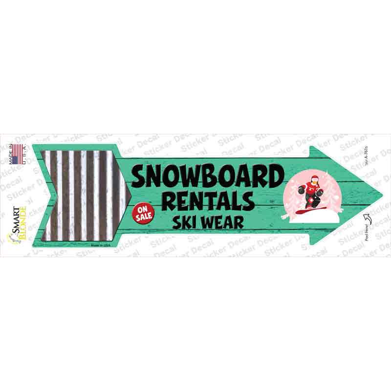 A-761s-M Snowboard Rentals Novelty Arrow Sticker Decal - Medium