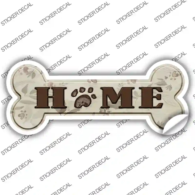 B-007s-L Home with Paw Print Novelty Bone Sticker Decal - Large