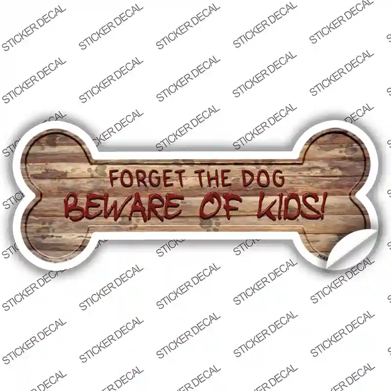 B-026s-L Beware of Kids Novelty Bone Sticker Decal - Large
