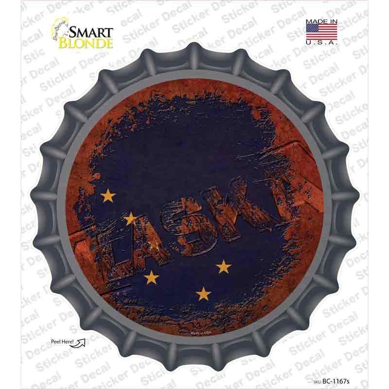 BC-1167s-M Alaska Rusty Stamped Novelty Bottle Cap Sticker Decal - Medium