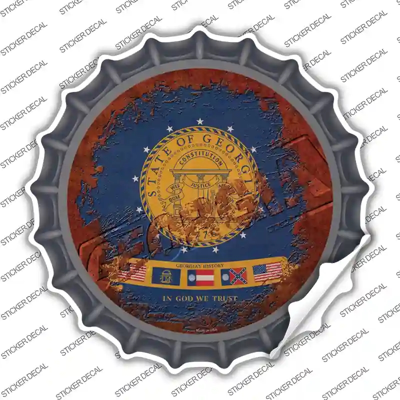 BC-1175s-S Georgia Rusty Stamped Novelty Bottle Cap Sticker Decal - Small
