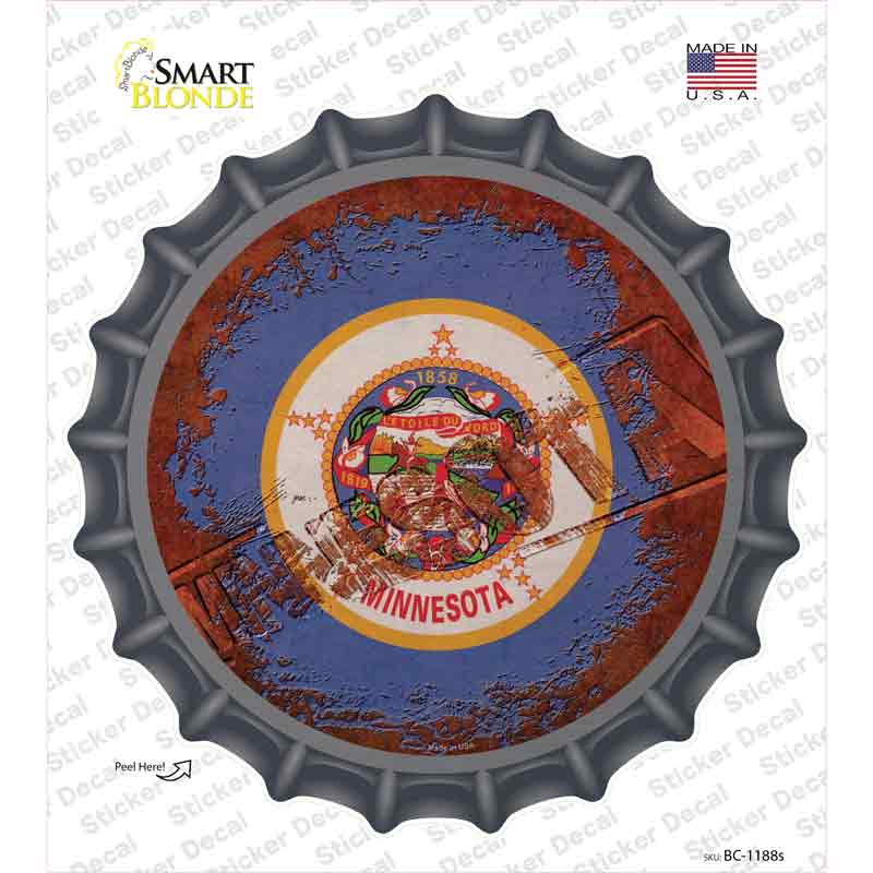 BC-1188s-M Minnesota Rusty Stamped Novelty Bottle Cap Sticker Decal - Medium