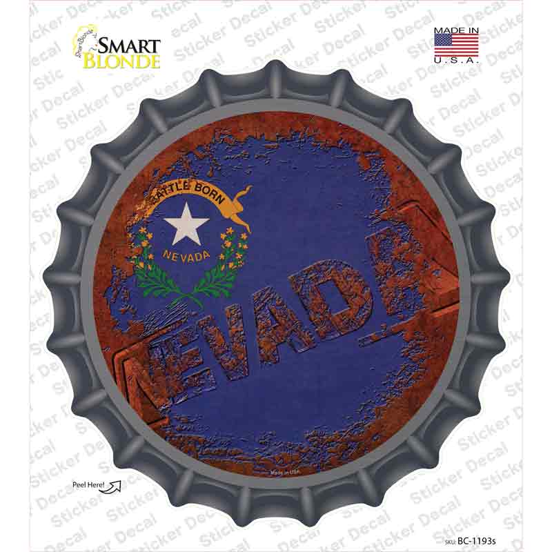 BC-1193s-M Nevada Rusty Stamped Novelty Bottle Cap Sticker Decal - Medium