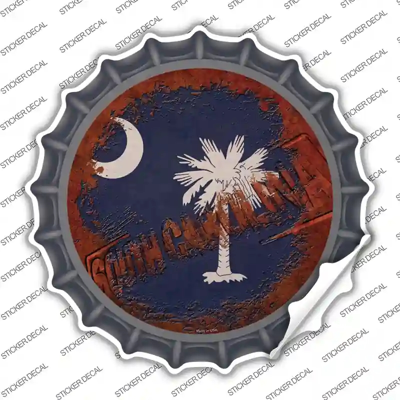 BC-1205s-S South Carolina Rusty Stamped Novelty Bottle Cap Sticker Decal - Small