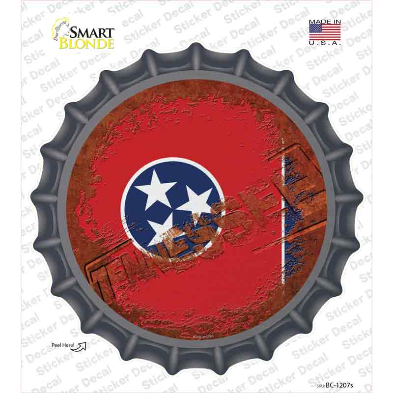 BC-1207s-M Tennessee Rusty Stamped Novelty Bottle Cap Sticker Decal - Medium
