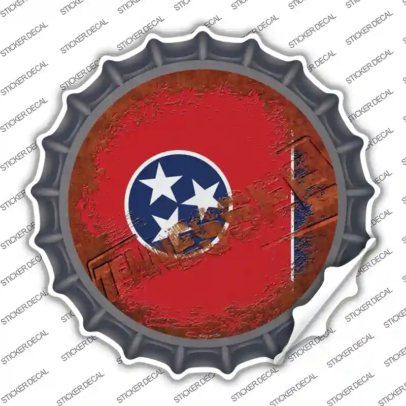 BC-1207s-S Tennessee Rusty Stamped Novelty Bottle Cap Sticker Decal - Small