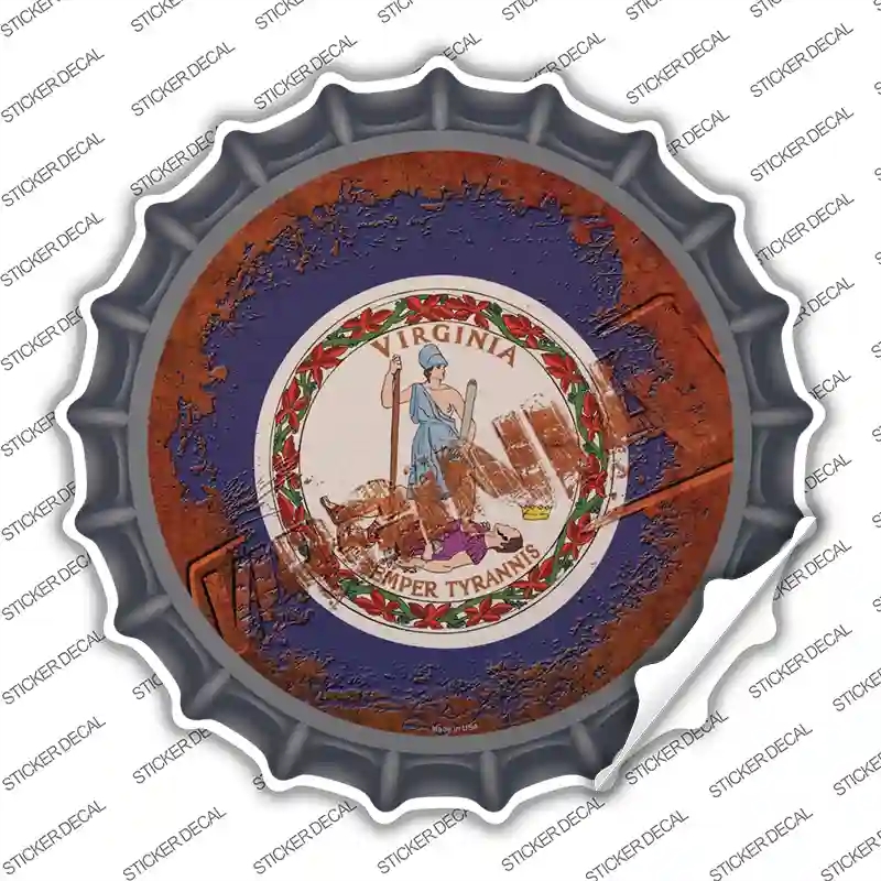 BC-1211s-S Virginia Rusty Stamped Novelty Bottle Cap Sticker Decal - Small