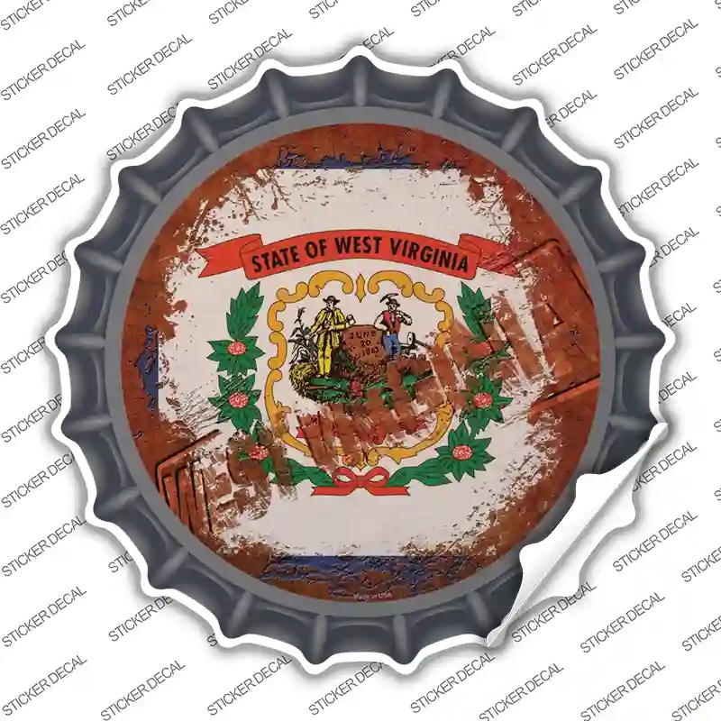 BC-1213s-S West Virginia Rusty Stamped Novelty Bottle Cap Sticker Decal - Small