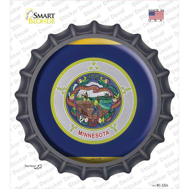 BC-122s-M Minnesota State Flag Novelty Bottle Cap Sticker Decal - Medium