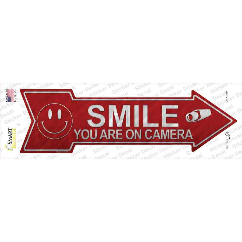 A-365s-M Smile You Are on Camera Novelty Arrow Sticker Decal - Medium