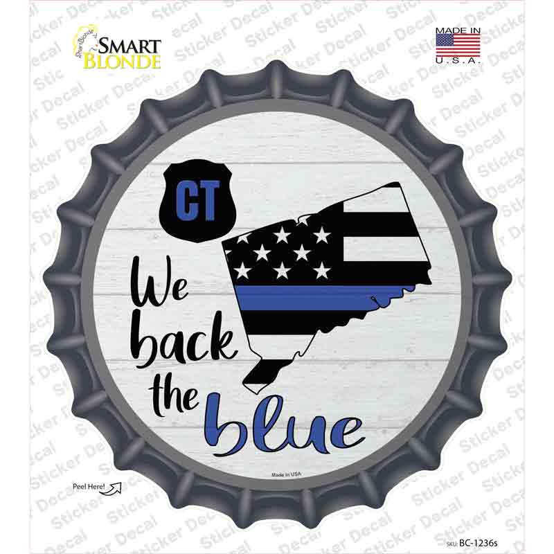 BC-1236s-M Connecticut Back the Blue Novelty Bottle Cap Sticker Decal - Medium