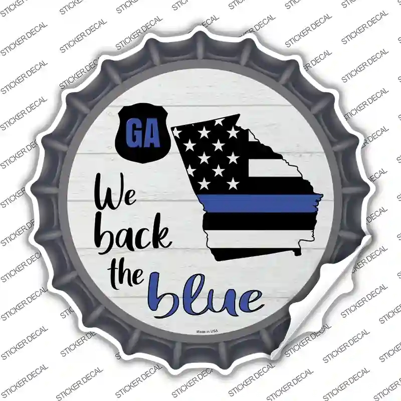 BC-1239s-L Georgia Back the Blue Novelty Bottle Cap Sticker Decal - Large