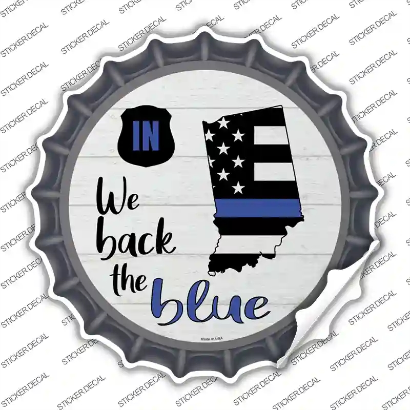 BC-1243s-S Indiana Back the Blue Novelty Bottle Cap Sticker Decal - Small