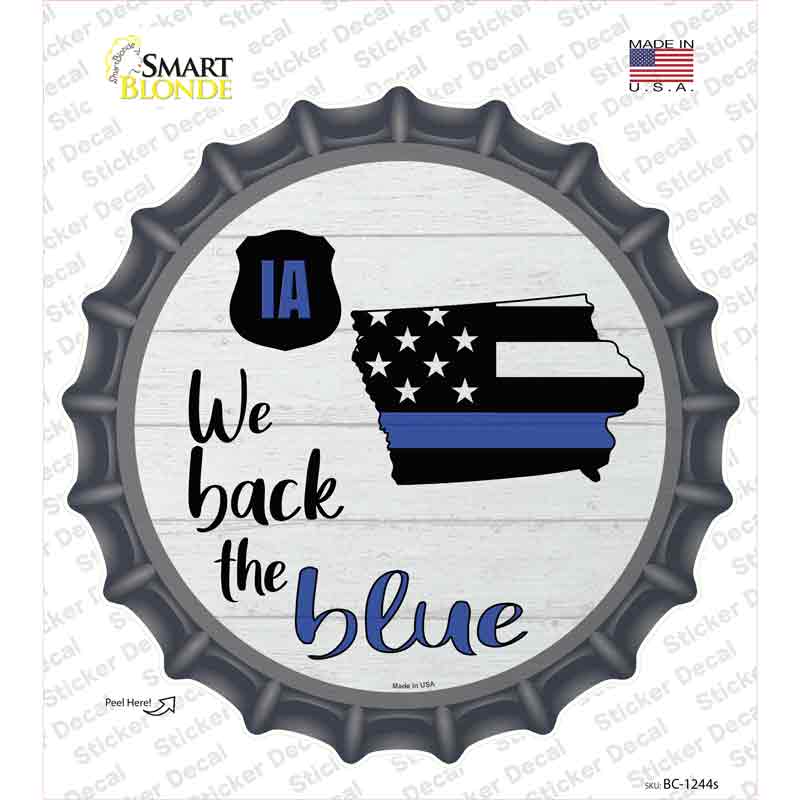BC-1244s-M Iowa Back the Blue Novelty Bottle Cap Sticker Decal - Medium