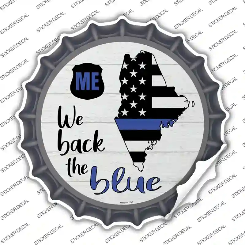 BC-1248s-S Maine Back the Blue Novelty Bottle Cap Sticker Decal - Small