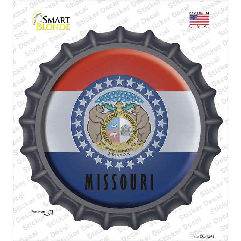 BC-124s-M Missouri State Flag Novelty Bottle Cap Sticker Decal - Medium