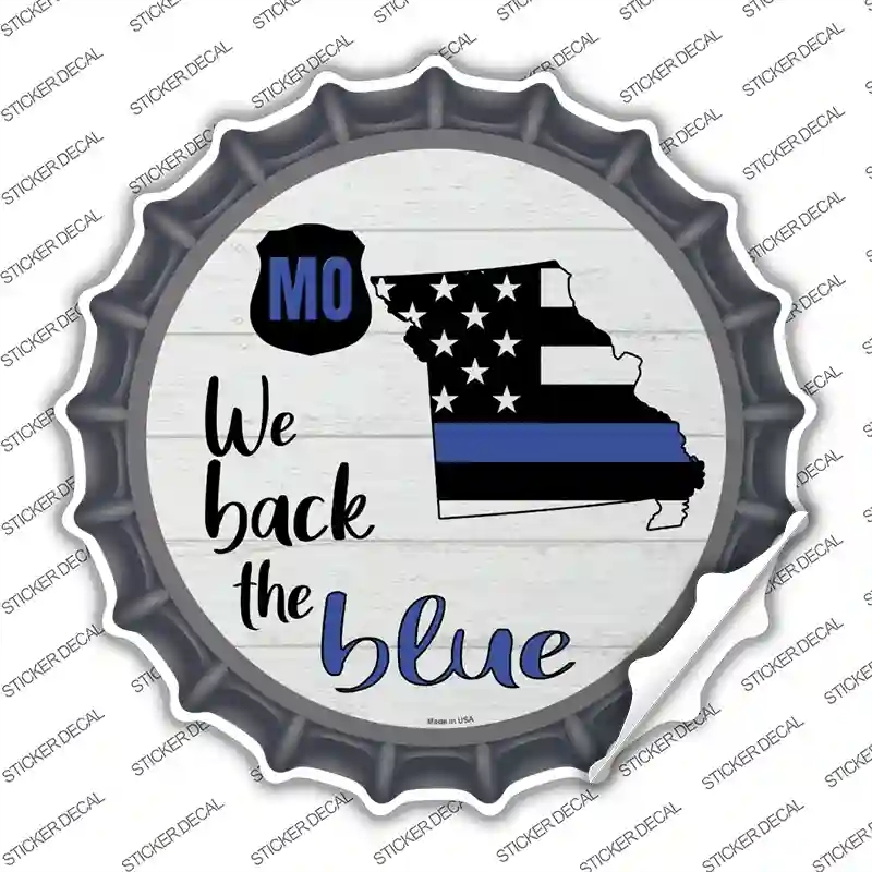 BC-1254s-S Missouri Back the Blue Novelty Bottle Cap Sticker Decal - Small
