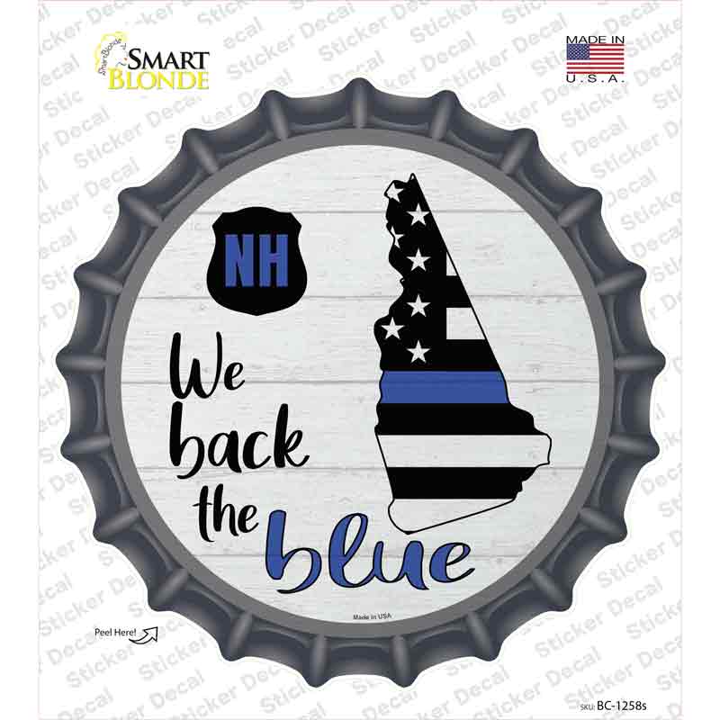BC-1258s-M   Hampshire Back the Blue Novelty Bottle Cap Sticker Decal - Medium