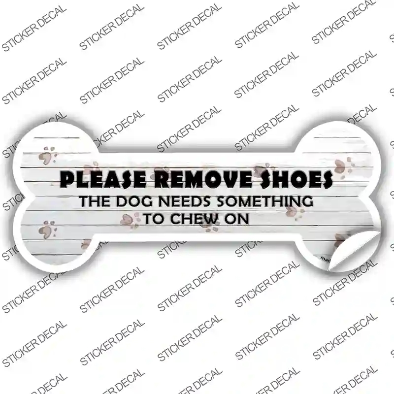 B-056s-S Please Remove Shoes Novelty Bone Sticker Decal - Small