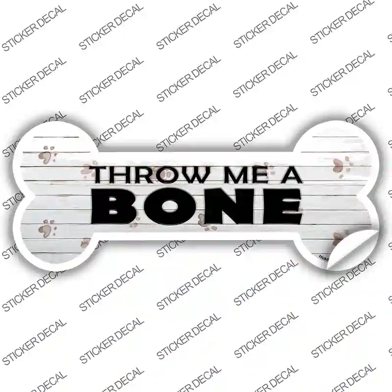 B-057s-S Throw Me A Bone Novelty Bone Sticker Decal - Small